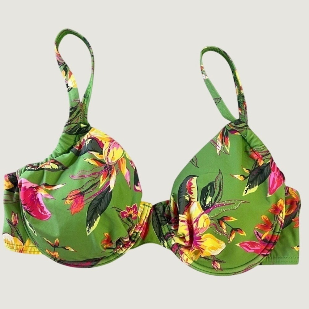 VENUS Tropical Floral Underwire Bikini Swim Top Womens 34B Green Botanical NWT - Picture 1 of 12